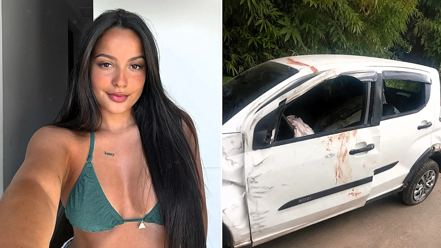 A 27-year-old social media influencer died after her car overturned on a Brazilian avenue, leaving the vehicle with its front end crushed and covered in blood.