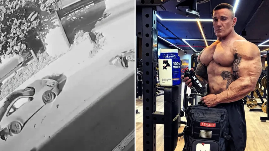 Bodybuilder influencer Fabio Giga - boasting 3.7 million Instagram fans - smashed his Porsche 911 into two motorbikes and two cars, with one motorbike split clean in two.