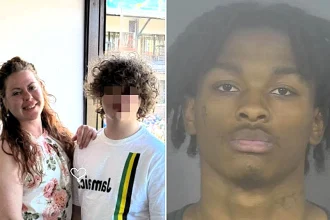 A mother was shot dead after stepping in to protect her teenage son when a Facebook Marketplace watch sale turned violent - the suspect allegedly fired as he fled the front porch.