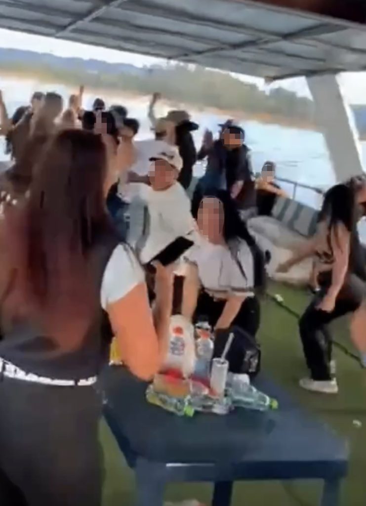 A 22-year-old non-swimmer was allegedly forced off a Colombian party boat and drowned - shocking footage shows bystanders warning he could not swim as he disappeared.