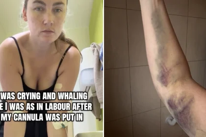 A woman claims she left A&E unable to dress, cook or lift a kettle for weeks after a 'bent' cannula was inserted in her arm - with four nurses insisting it looked fine.