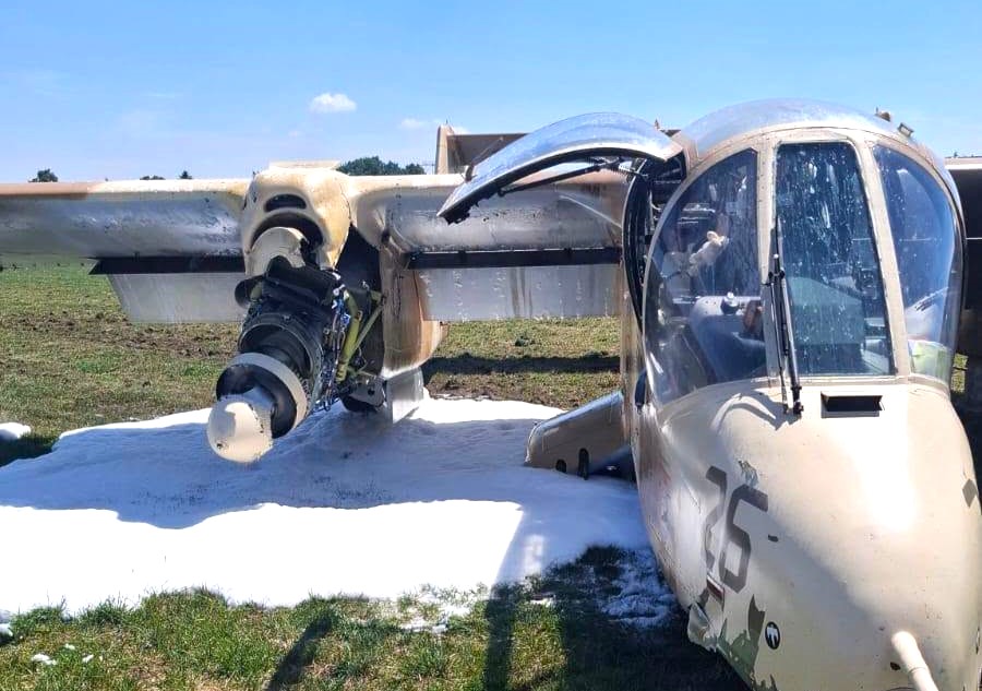 A pilot walked away unscathed after his plane snapped in half during an emergency landing at a Polish airshow - the landing gear failed to deploy during a test flight before the event.