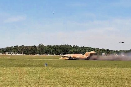 A pilot walked away unscathed after his plane snapped in half during an emergency landing at a Polish airshow - the landing gear failed to deploy during a test flight before the event.
