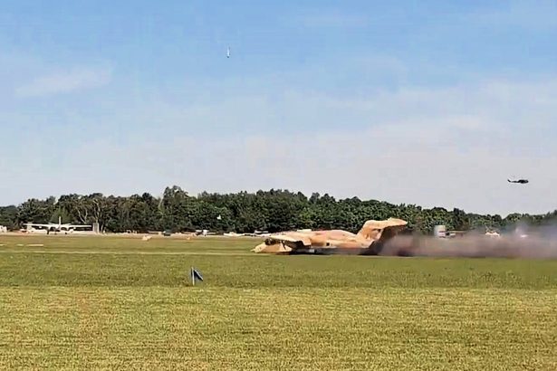 A pilot walked away unscathed after his plane snapped in half during an emergency landing at a Polish airshow - the landing gear failed to deploy during a test flight before the event.