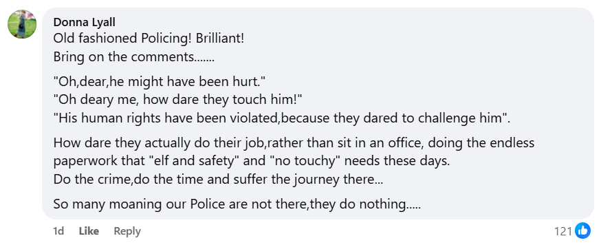 Social media comment on the post of A plain clothes police officer has been praised after rugby tackling a wanted man off his bike in a crowded Cambridge city centre, with the fugitive now charged with several offences.