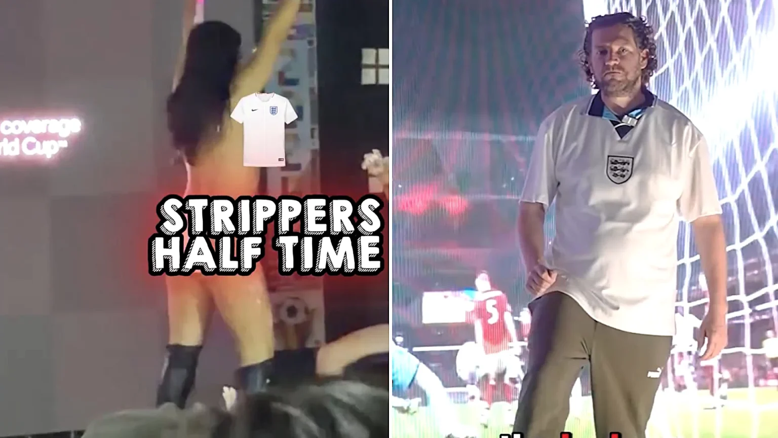A Yorkshire pub is pulling in England fans with strippers at half-time and free hot dogs during every group-stage match - and promises the Ghana game is "going up another level".