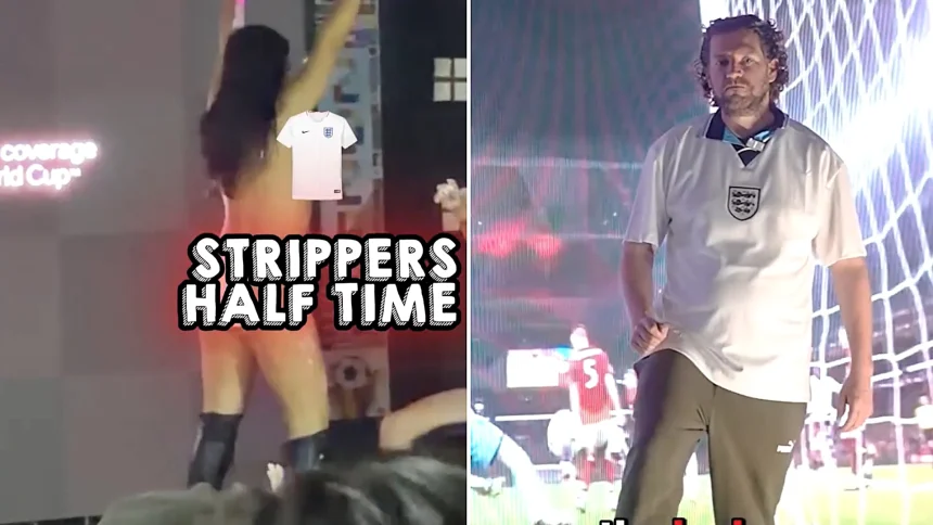 A Yorkshire pub is pulling in England fans with strippers at half-time and free hot dogs during every group-stage match - and promises the Ghana game is "going up another level".