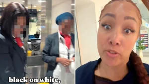 Singer and beauty queen claims she was surrounded by security guards and forced to sign "final warning" at Ghana airport after questioning KLM check-in rules.