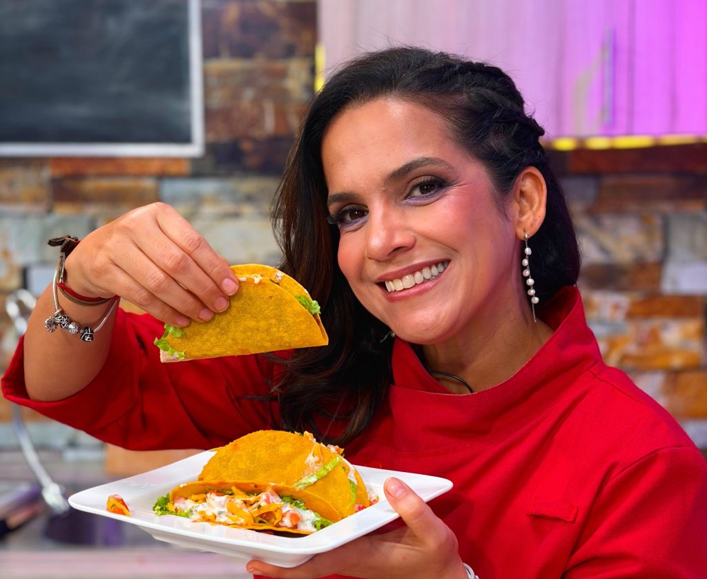 A TV chef died of a suspected heart attack on her 46th birthday hours after replying to her husband's tribute with her final words: "I love you so much more, amen, God willing."