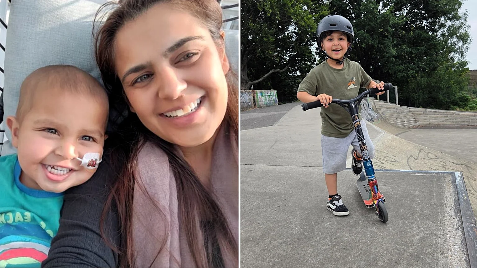 A stubbed toe on a washing machine led to a leukaemia diagnosis for toddler Zak - now five, he has rung the bell after three years of chemotherapy in an amazing recovery.