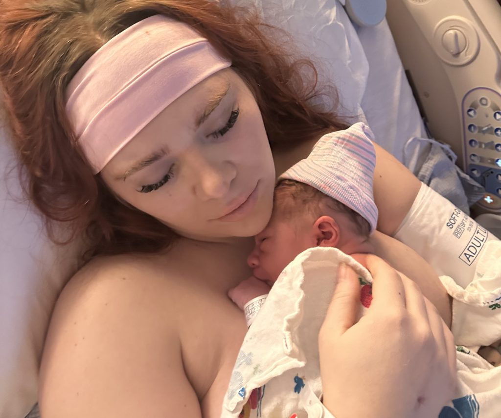 A mum reveals the shocking moment her uterus fell out while she held her newborn - her doctor looked like a 'deer in headlights' as a rare complication almost killed her.
