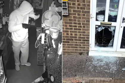 Devastated bar owners hit out at 'scumbag' thieves who smashed their way into their Devon venue in a late night raid, stealing cash and even a charity collection tin.