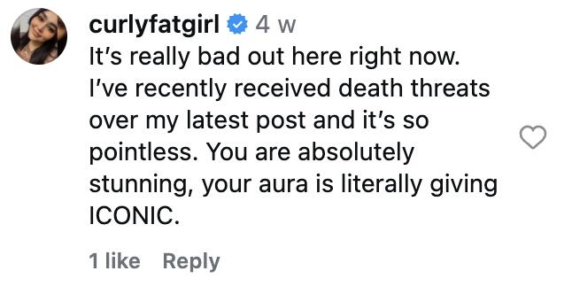 Social media comment on the post of Body positivity model who weighs 380lbs says abuse against plus-size women has become "100 times worse" in the age of skinny jabs - and reveals feeling shame around size.
