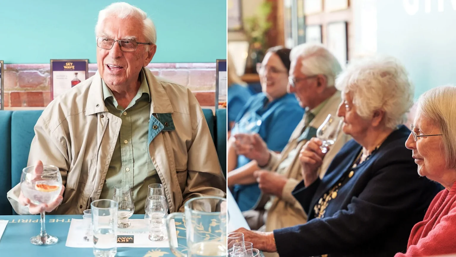 Boozy care home residents create an award-winning London dry gin, beating 154 rivals worldwide to scoop the top medal at the Global Gin Masters.