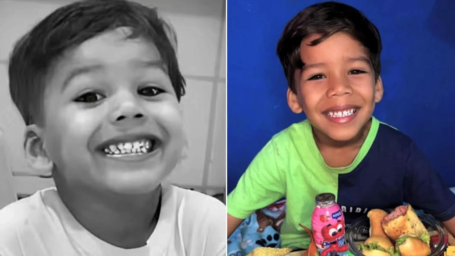 A five-year-old boy has died after being electrocuted by the metal frame of a beach stall in Brazil - his mum was shocked too as she tried to pull him free.