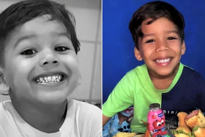 A five-year-old boy has died after being electrocuted by the metal frame of a beach stall in Brazil - his mum was shocked too as she tried to pull him free.