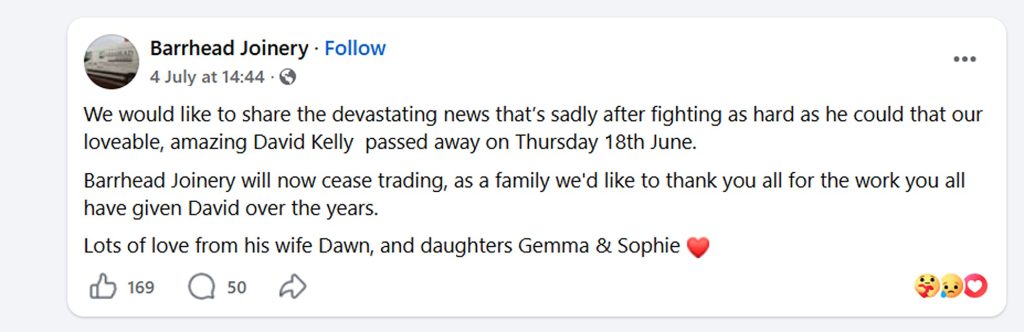 A Scottish joiner died after falling critically ill during a holiday in Turkey, leaving his family heartbroken and prompting a fundraiser to cover medical and repatriation costs.