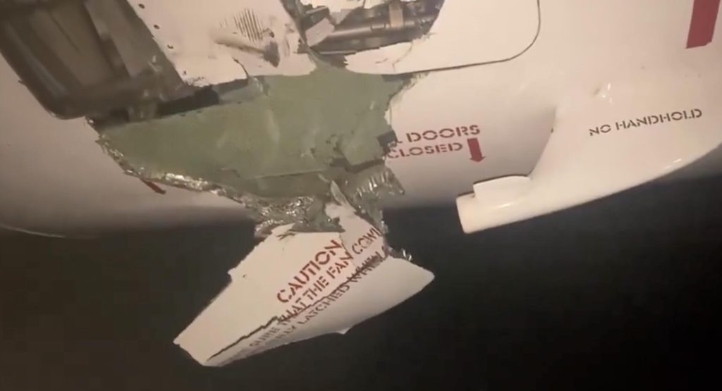 Bungling airport workers crashed a baggage vehicle into the engine of a passenger plane in Lagos, wrecking the Airbus A320 just after everyone got off.