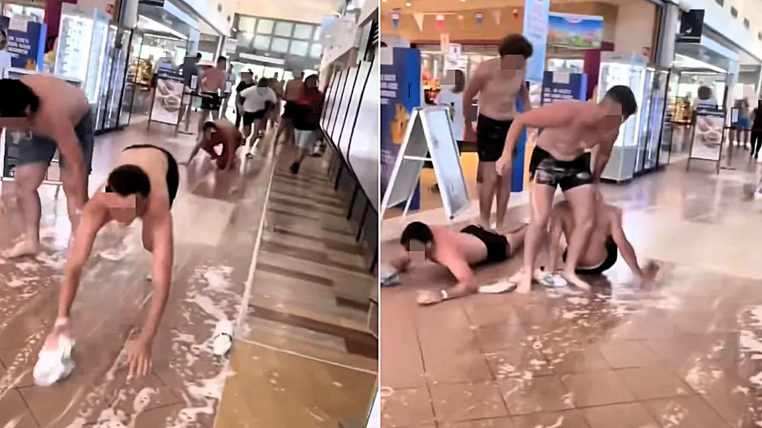 A group of young holidaymakers turned a French motorway service station into a giant slip-and-slide with washing-up liquid - sparking fury and 4.8 million views.
