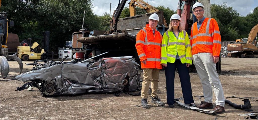 A fly-tipper had their Mercedes crushed after CCTV caught the car being used to dump plastic pipes on a public right of way in Wiltshire.
