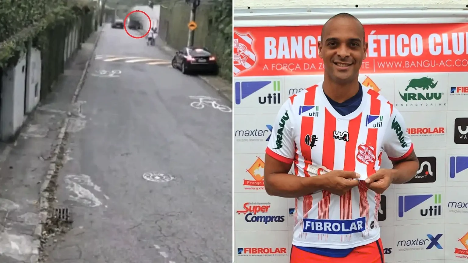 A former top-flight footballer has been killed alongside his friend after a wall collapsed during a fierce windstorm in Rio de Janeiro - crushing a parked car.