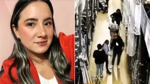 Rosa Mayerly Olaya Coronado was stabbed to death at work in Soacha, Colombia, allegedly by an obsessed colleague, with the horror attack caught on CCTV.