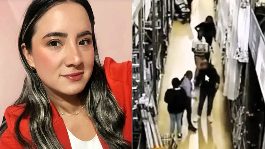 Rosa Mayerly Olaya Coronado was stabbed to death at work in Soacha, Colombia, allegedly by an obsessed colleague, with the horror attack caught on CCTV.