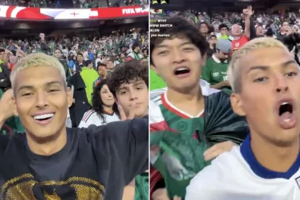 Streamer sparks fury after sneaking into Mexico's home end in disguise, then swapping to an England shirt to celebrate the Three Lions' win at the final whistle.