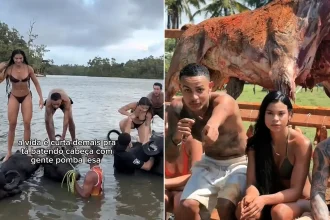 An influencer with 3.7M Instagram fans has been slammed for posing with a dead buffalo before roasting and eating it whole in Brazil - locals branded it a "spectacle".