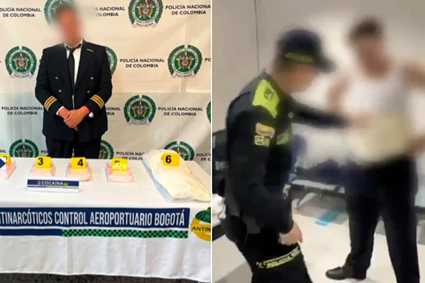 Fake pilot arrested at Bogota airport with 22lbs of cocaine strapped to his body - the suspect posed as flight crew to slip past security before a flight to Spain.