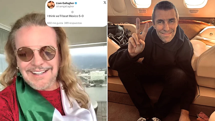A war of words has erupted after Liam Gallagher predicted England will thrash Mexico 5-0 at the World Cup - with Maná rocker Fher Olvera hitting back at the Oasis star.