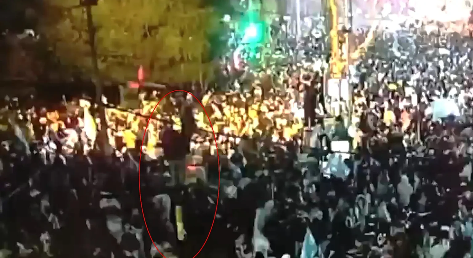 Three fans were injured during Argentina's wild World Cup celebrations in Mar del Plata after a traffic light toppled onto a supporter following the England win.
