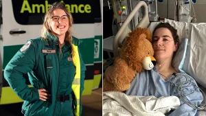 Paramedic and circus performer dismissed strange noises in her ear as stress for three years - then a scan revealed a huge 4cm brain tumour that changed her whole outlook on life.