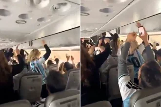 Argentine pilot has passengers erupt in cheers after joking he wants a "minute's silence" for "dead" Egypt following their dramatic World Cup defeat.