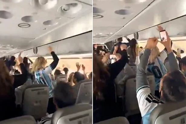 Argentine pilot has passengers erupt in cheers after joking he wants a "minute's silence" for "dead" Egypt following their dramatic World Cup defeat.