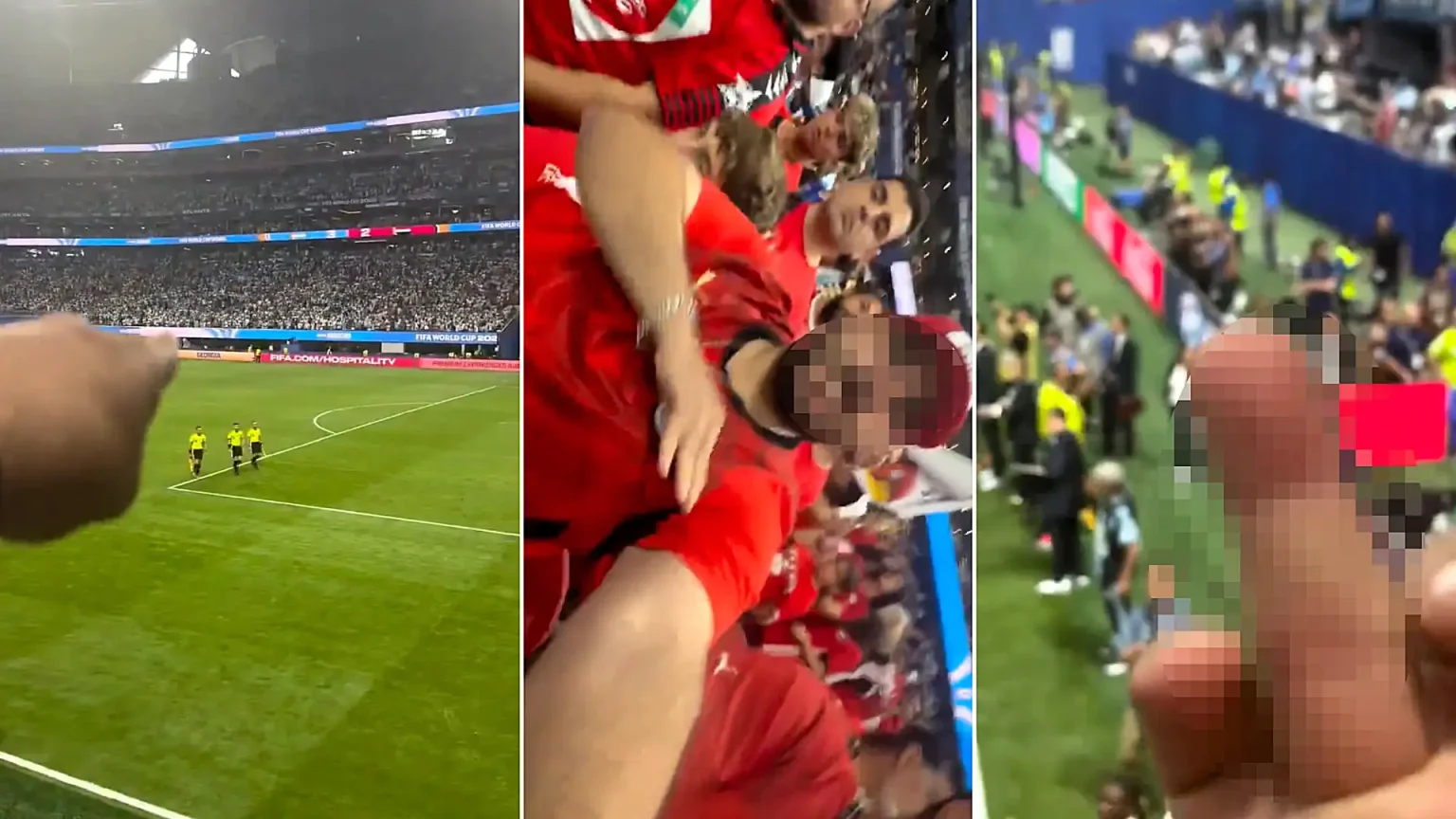 Furious Egypt fans hurled abuse and threatening gestures at match officials after Argentina's controversial late comeback win - as their coach vowed never to watch the World Cup again.