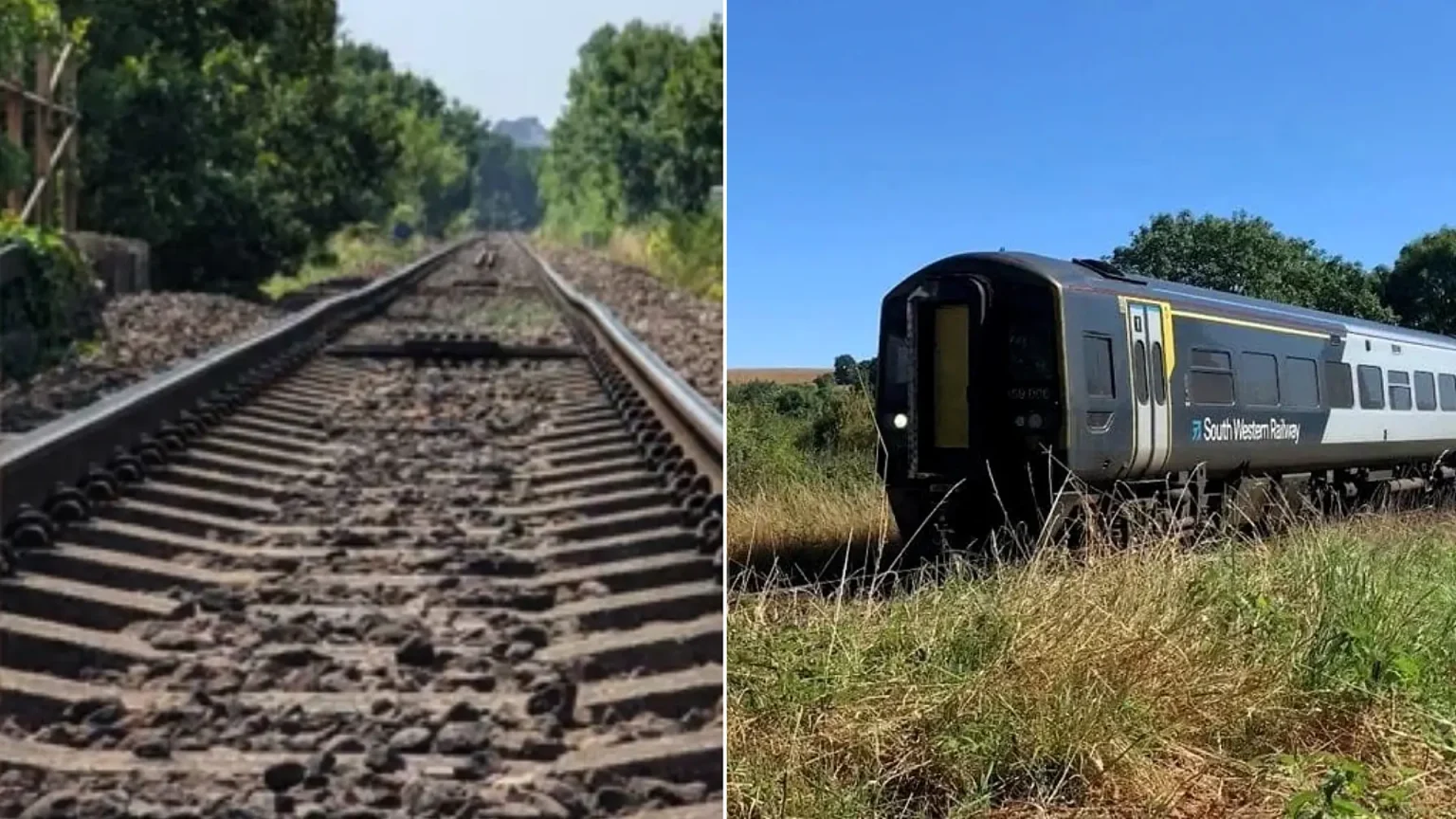 Staycationers face summer getaway chaos after South Western Railway cut services and slowed trains - Britain's scorching heat has dried out embankments and shifted rail lines.