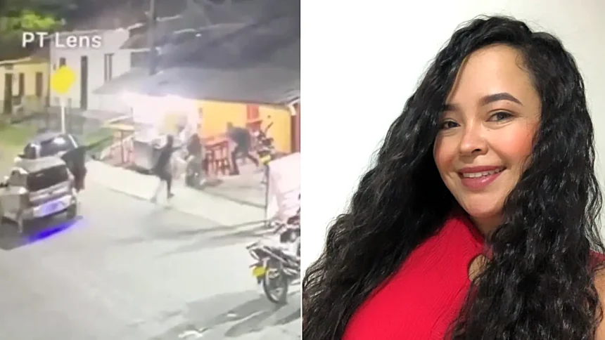 Beauty TikToker Zulandy Mambuscay kidnapped by armed men at a Colombian restaurant as her boyfriend was shot trying to stop them - CCTV shows her dragged away by her hair.