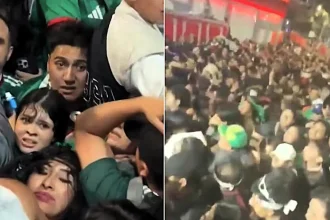 Four people have died, three from asphyxiation, during a huge crush amid Mexico's World Cup celebrations in Mexico City, which drew more than 1.4m people.