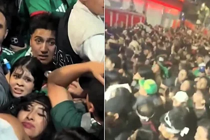 Four people have died, three from asphyxiation, during a huge crush amid Mexico's World Cup celebrations in Mexico City, which drew more than 1.4m people.