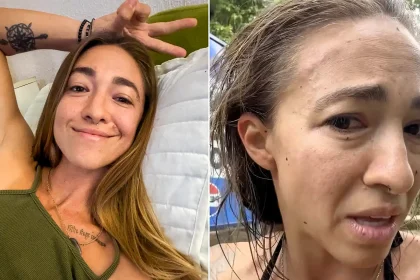 Travel influencer swept away by a fast-moving river while rescuing her dog was saved from plunging over a 140ft waterfall in Honduras when her swimsuit snagged on a rock.