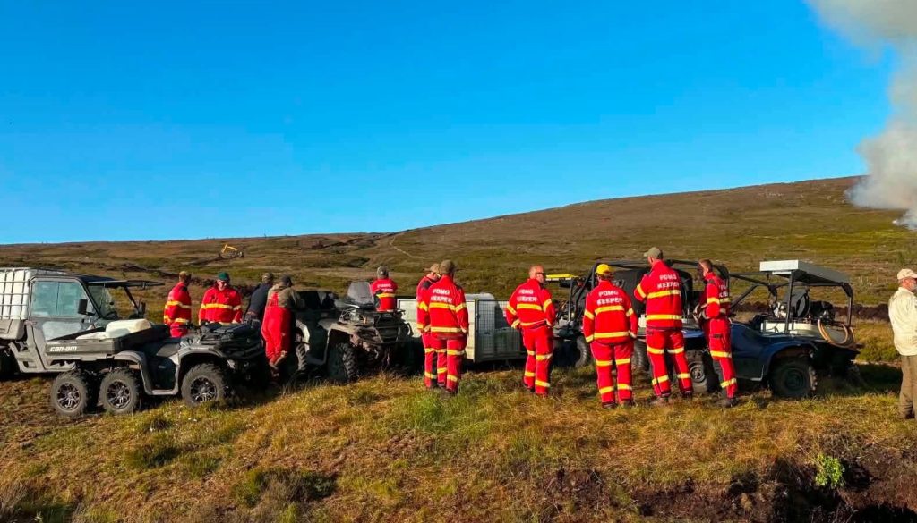 Crews battle day and night to stop a huge wildfire tearing across the tinder-dry Peak District - deep peat ignitions keep reigniting the blaze as it creeps towards homes near Carrbrook.