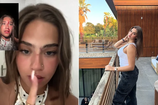 American influencer with 472,000 Instagram fans claims she was 'glassed in the face' at a nightclub in Mykonos after rejecting a man's advances - and her face had to be glued.