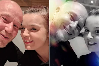 A woman who yelled "get off me, you old pervert" at a man in the pub reveals it was the unusual start of her romance - after finding out he was moving into her shared home.