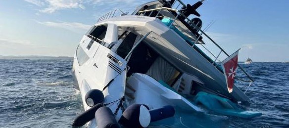 A £6.8m superyacht has sunk in the Med just four days after being delivered to its new owner, slowly rolling onto its side before vanishing beneath the surface.