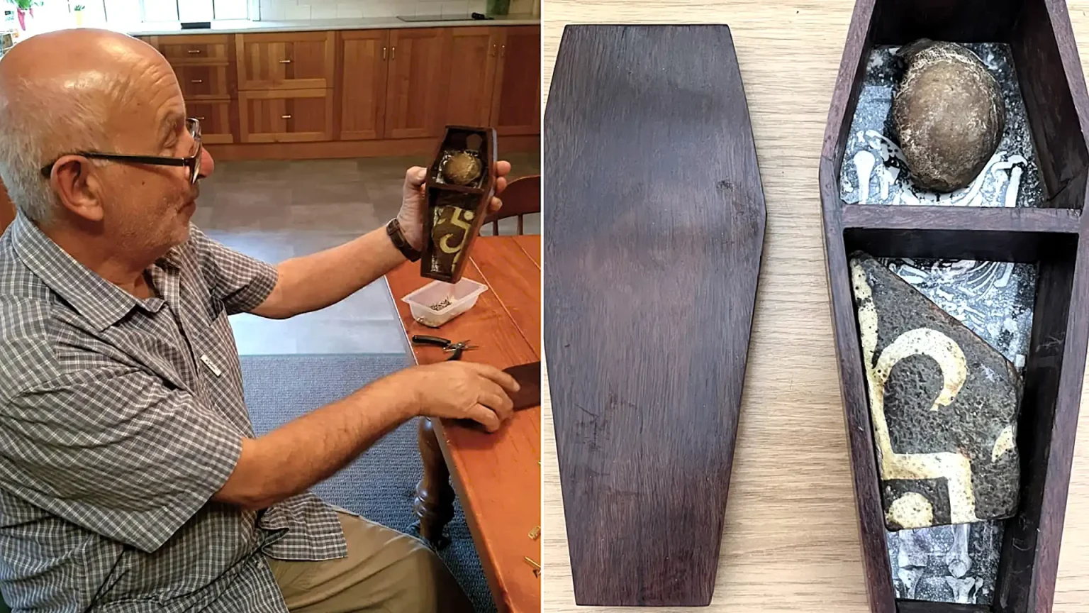 An abbot's kneecap pinched from an opened tomb by an 11-year-old boy on a 1956 school trip has been returned to Glastonbury Abbey over 70 years later.