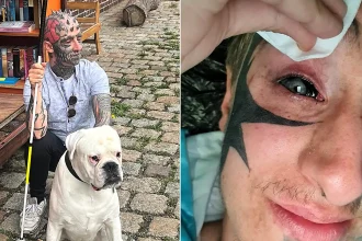Blind man with tattooed black eyeballs is constantly accused of blinding himself - but a rare genetic condition stole his sight years before the extreme body modification.