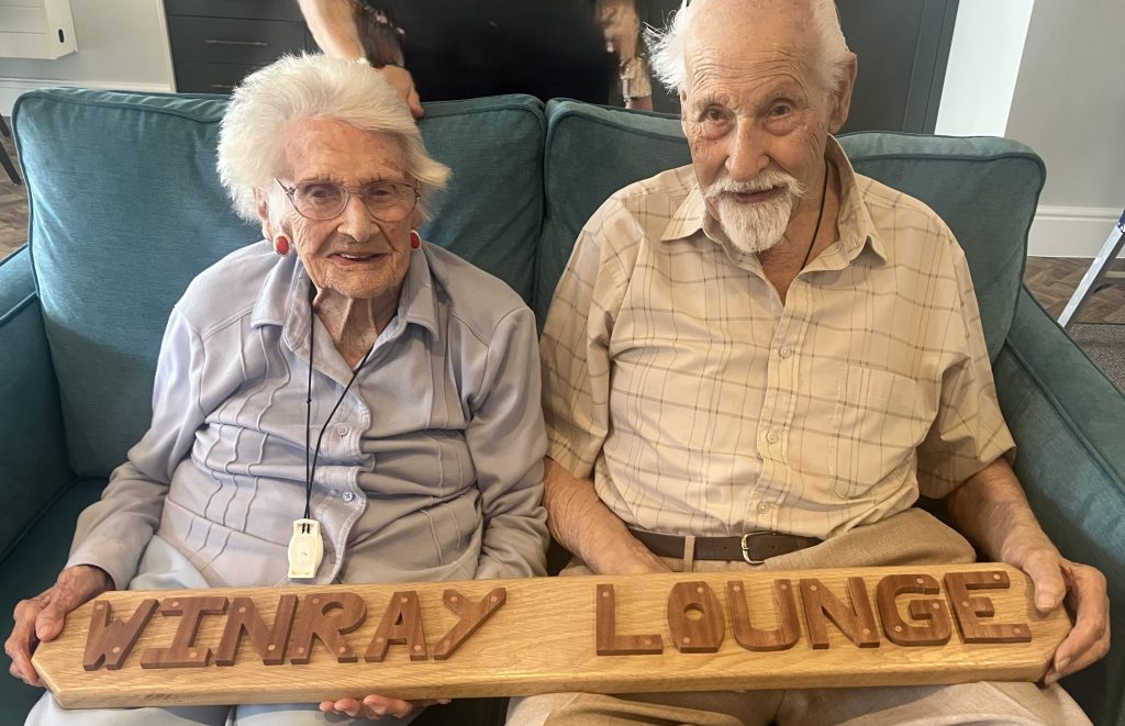 Ray and Win Booth, aged 102 and 101, celebrated 80 years of marriage with a care home lounge named in their honour - after a wartime pen pal romance that began with a handful of jelly.