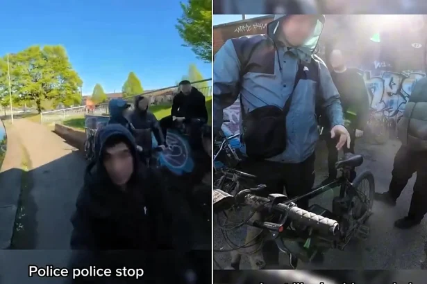A YouTuber feared he was being mugged by thugs when tracksuit-clad plain clothes police dragged him off his legal e-bike on a Manchester canal path - all caught on camera.