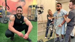 Gym boss, 38, suffered multiple strokes after a torn artery linked to neck cracking - he choked at dinner, lost his vision and spent 24 days in intensive care.